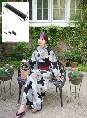 花柄レースフリルティアード帯飾り