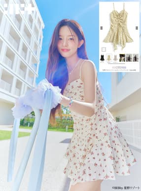 ILLIT アイリット BEB 花柄ドロストイレヘムキャミミニワンピース