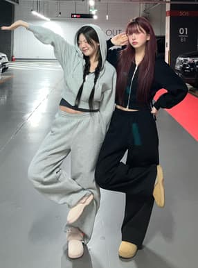 ダブルジップパーカー×2Wayワイドパンツスウェットセットアップ