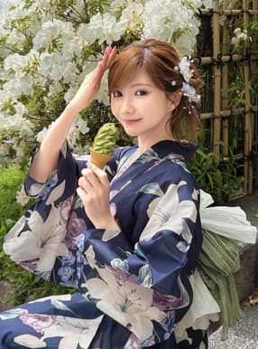 百合柄浴衣セット