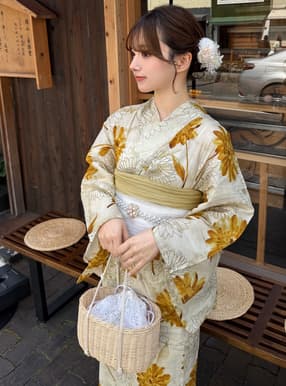 ガーベラ柄浴衣セット