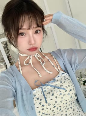 2Wayカップ付き小花柄レースリボンキャミソール