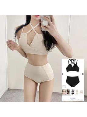 ホルターネックハイウエストビキニ水着