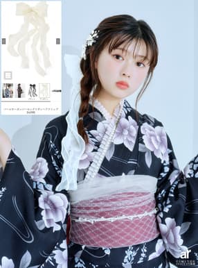 パールオーガンジーロングリボンヘアクリップ